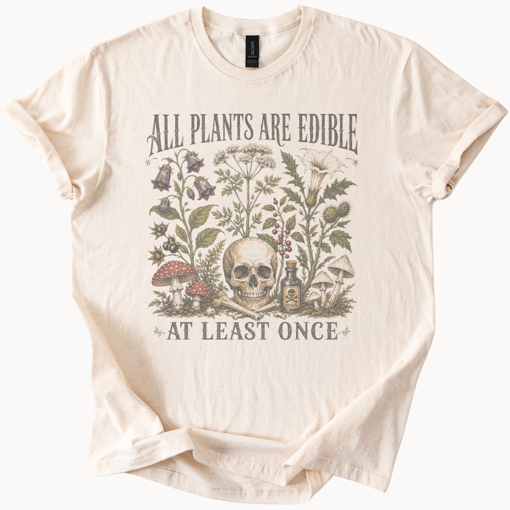Vintage Dark Academia Mushroom Skull Tee